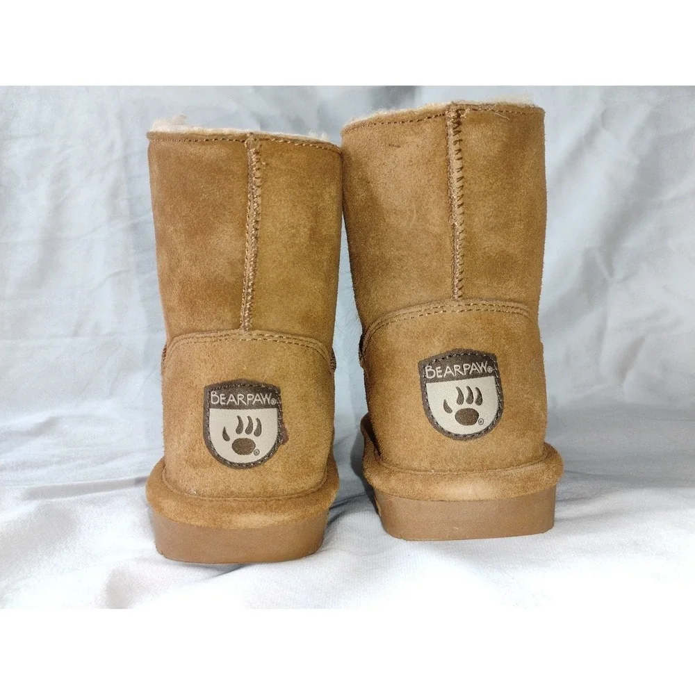 Bearpaw Suede Boots with Fur Pom Pom Detail - Women's‎ Winter Ankle Boots